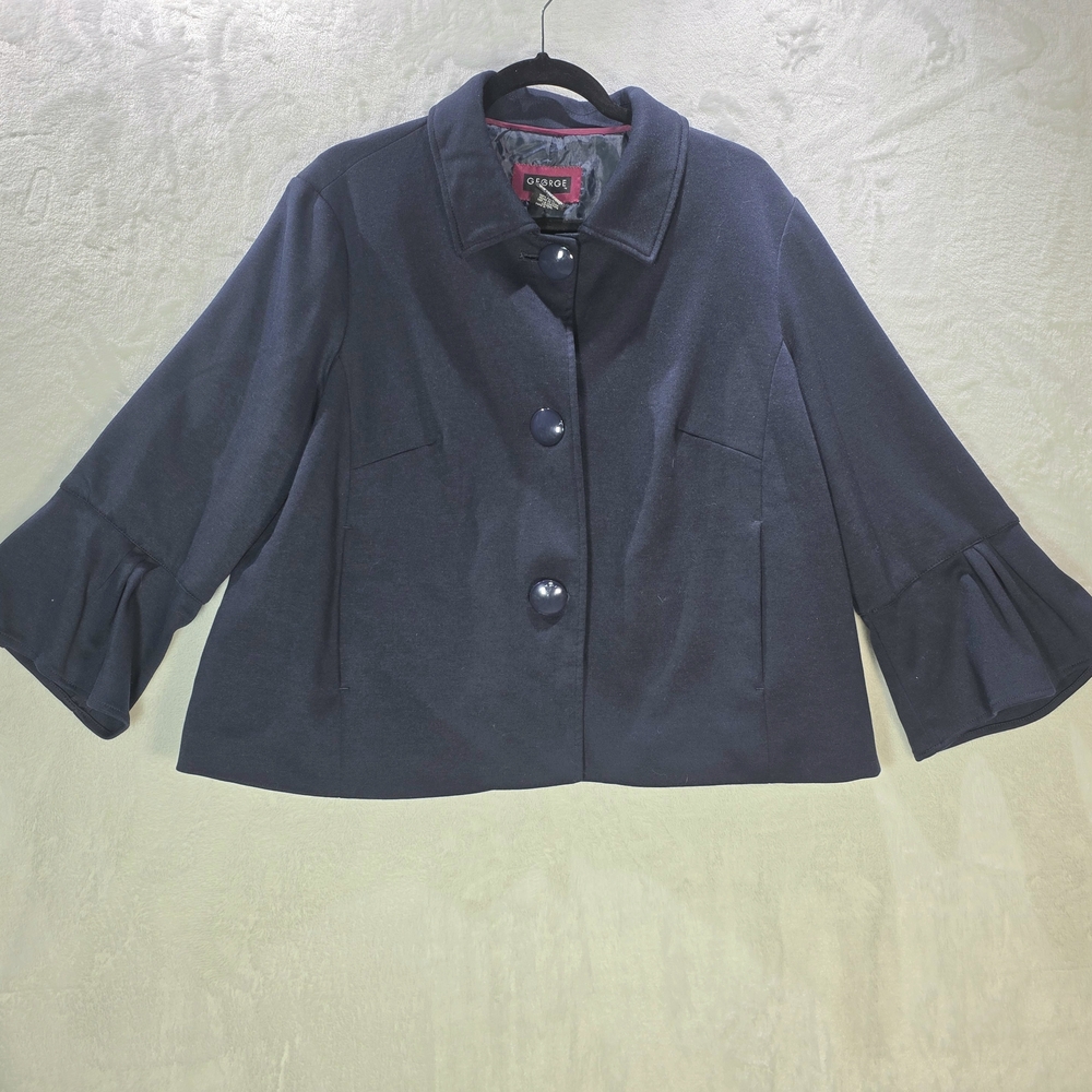Womens George Navy Cropped Blazer with Bell Sleeves Size 18